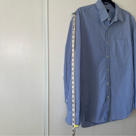 Thompson Shirtings by J Crew Men’s Blue & White Check Long Sleeve Shirt- Medium - Picture 3 of 7